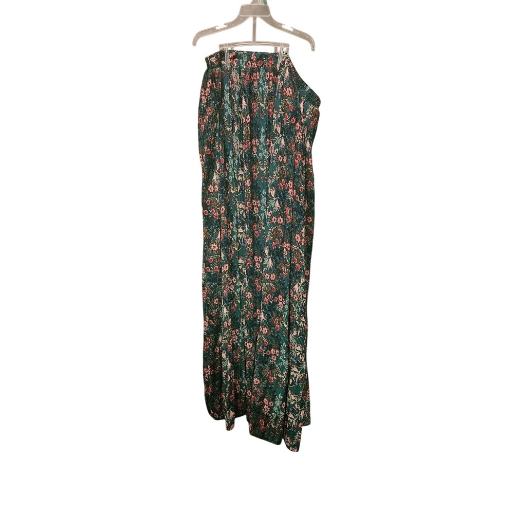 Skies are Blues size S Floral Print Maxi Skirt Green Bohemian Spring Flowy Beach